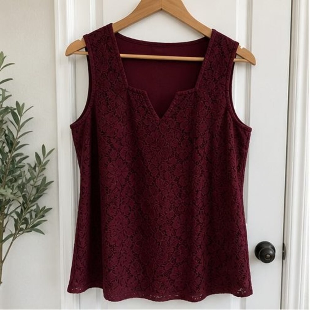 Burgundy V Neck Top